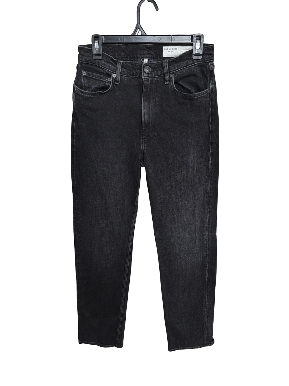 Rag & Bone Harlow Mid Rise Straight Worn in Black Jeans Sz 27
